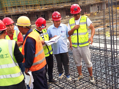 明珠监理董工现场验收筏板钢筋